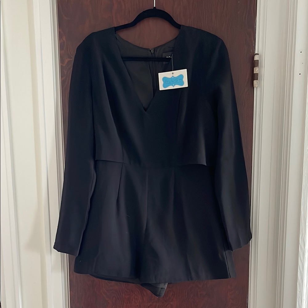 Elegant Black Long Sleeve Romper